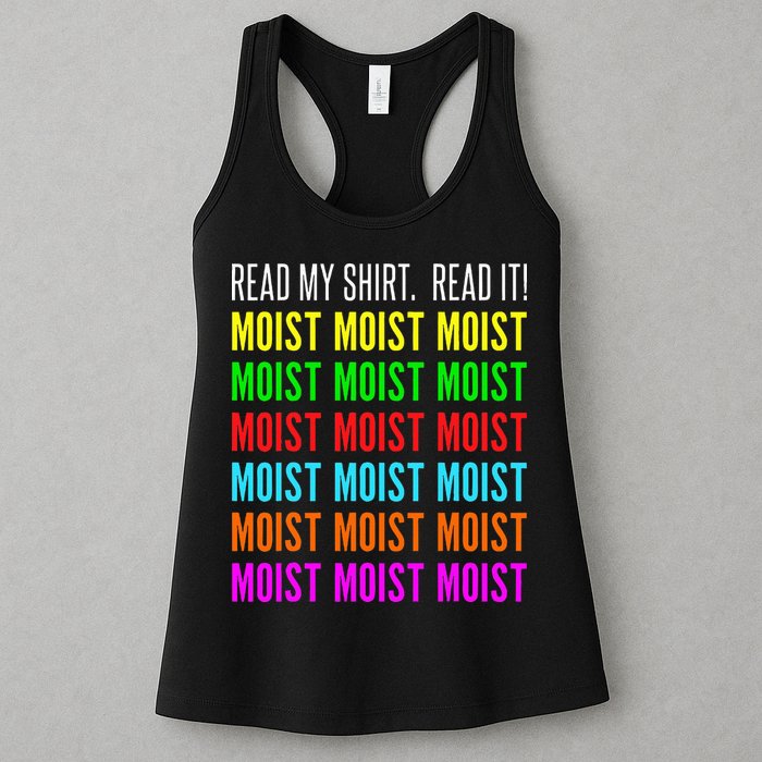 Moist Word Funny Read My For Moisture And Moist Lover Womens Tank Top