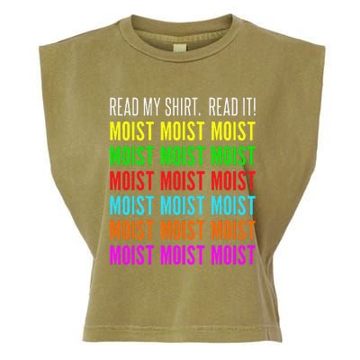 Moist Word Funny Read My For Moisture And Moist Lover Garment-Dyed Women's Muscle Tee