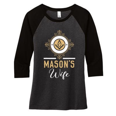 Mason's Wife Freemason Masonic Fraternal Freemasonry Women's Tri-Blend 3/4-Sleeve Raglan Shirt