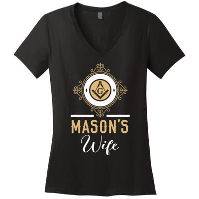 Mason's Wife Freemason Masonic Fraternal Freemasonry Women's V-Neck T-Shirt