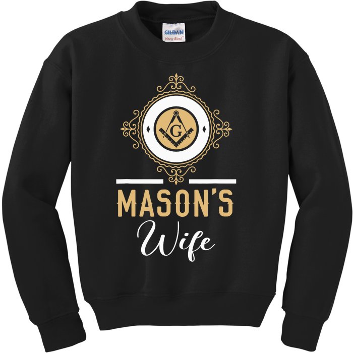 Mason's Wife Freemason Masonic Fraternal Freemasonry Kids Sweatshirt