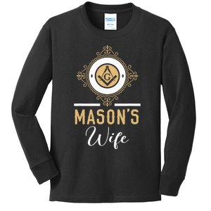 Mason's Wife Freemason Masonic Fraternal Freemasonry Kids Long Sleeve Shirt