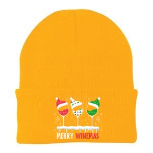 Merry Winemas Funny Christmas Spirits Glasses Of Wine Xmas Cool Gift Knit Cap Winter Beanie