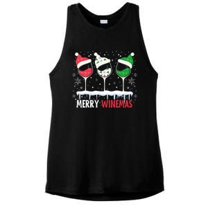 Merry Winemas Funny Christmas Spirits Glasses Of Wine Xmas Cool Gift Ladies PosiCharge Tri-Blend Wicking Tank