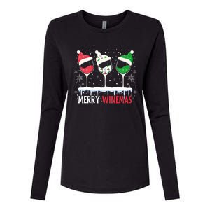 Merry Winemas Funny Christmas Spirits Glasses Of Wine Xmas Cool Gift Womens Cotton Relaxed Long Sleeve T-Shirt