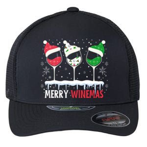 Merry Winemas Funny Christmas Spirits Glasses Of Wine Xmas Cool Gift Flexfit Unipanel Trucker Cap