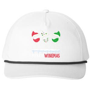 Merry Winemas Funny Christmas Spirits Glasses Of Wine Xmas Cool Gift Snapback Five-Panel Rope Hat