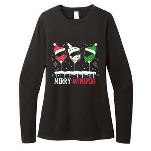 Merry Winemas Funny Christmas Spirits Glasses Of Wine Xmas Cool Gift Womens CVC Long Sleeve Shirt