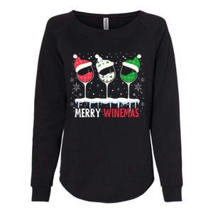 Merry Winemas Funny Christmas Spirits Glasses Of Wine Xmas Cool Gift Womens California Wash Sweatshirt