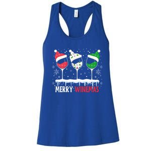 Merry Winemas Funny Christmas Spirits Glasses Of Wine Xmas Cool Gift Women's Racerback Tank