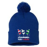 Merry Winemas Funny Christmas Spirits Glasses Of Wine Xmas Cool Gift Pom Pom 12in Knit Beanie