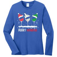 Merry Winemas Funny Christmas Spirits Glasses Of Wine Xmas Cool Gift Ladies Long Sleeve Shirt