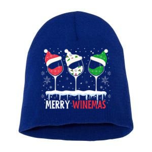 Merry Winemas Funny Christmas Spirits Glasses Of Wine Xmas Cool Gift Short Acrylic Beanie