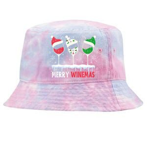 Merry Winemas Funny Christmas Spirits Glasses Of Wine Xmas Cool Gift Tie-Dyed Bucket Hat