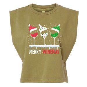 Merry Winemas Funny Christmas Spirits Glasses Of Wine Xmas Cool Gift Garment-Dyed Women's Muscle Tee