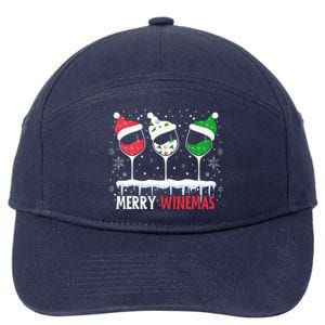 Merry Winemas Funny Christmas Spirits Glasses Of Wine Xmas Cool Gift 7-Panel Snapback Hat