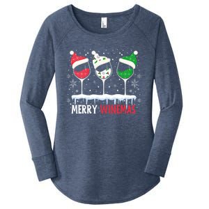 Merry Winemas Funny Christmas Spirits Glasses Of Wine Xmas Cool Gift Women's Perfect Tri Tunic Long Sleeve Shirt