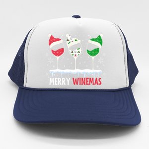 Merry Winemas Funny Christmas Spirits Glasses Of Wine Xmas Cool Gift Trucker Hat