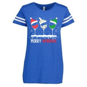 Merry Winemas Funny Christmas Spirits Glasses Of Wine Xmas Cool Gift Enza Ladies Jersey Football T-Shirt