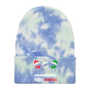 Merry Winemas Funny Christmas Spirits Glasses Of Wine Xmas Cool Gift Tie Dye 12in Knit Beanie