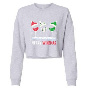 Merry Winemas Funny Christmas Spirits Glasses Of Wine Xmas Cool Gift Cropped Pullover Crew