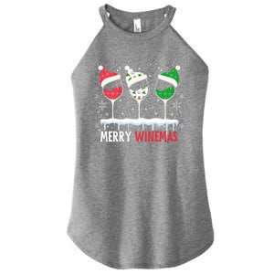 Merry Winemas Funny Christmas Spirits Glasses Of Wine Xmas Cool Gift Women's Perfect Tri Rocker Tank