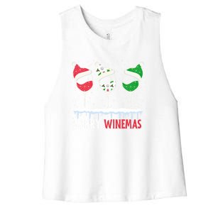 Merry Winemas Funny Christmas Spirits Glasses Of Wine Xmas Cool Gift Women's Racerback Cropped Tank