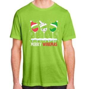 Merry Winemas Funny Christmas Spirits Glasses Of Wine Xmas Gift Adult ChromaSoft Performance T-Shirt