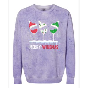 Merry Winemas Funny Christmas Spirits Glasses Of Wine Xmas Gift Colorblast Crewneck Sweatshirt