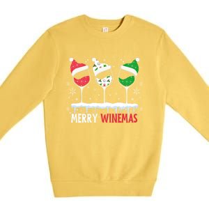 Merry Winemas Funny Christmas Spirits Glasses Of Wine Xmas Gift Premium Crewneck Sweatshirt