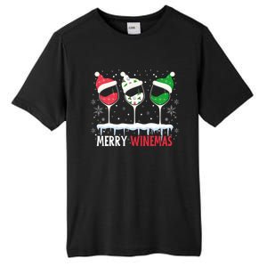 Merry Winemas Funny Christmas Spirits Glasses Of Wine Xmas Gift Tall Fusion ChromaSoft Performance T-Shirt