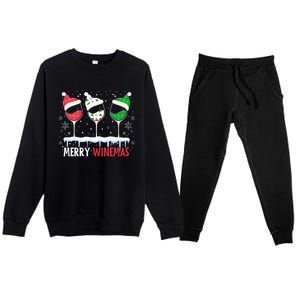 Merry Winemas Funny Christmas Spirits Glasses Of Wine Xmas Gift Premium Crewneck Sweatsuit Set