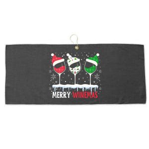 Merry Winemas Funny Christmas Spirits Glasses Of Wine Xmas Gift Large Microfiber Waffle Golf Towel