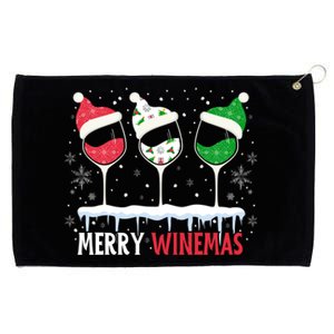 Merry Winemas Funny Christmas Spirits Glasses Of Wine Xmas Gift Grommeted Golf Towel