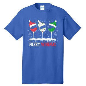 Merry Winemas Funny Christmas Spirits Glasses Of Wine Xmas Gift Tall T-Shirt