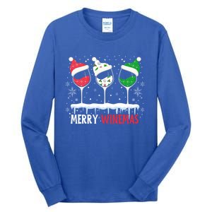 Merry Winemas Funny Christmas Spirits Glasses Of Wine Xmas Gift Tall Long Sleeve T-Shirt