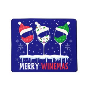 Merry Winemas Funny Christmas Spirits Glasses Of Wine Xmas Gift Mousepad