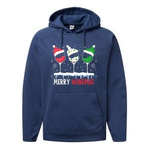 Merry Winemas Funny Christmas Spirits Glasses Of Wine Xmas Gift Performance Fleece Hoodie