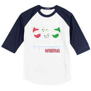 Merry Winemas Funny Christmas Spirits Glasses Of Wine Xmas Gift Baseball Sleeve Shirt