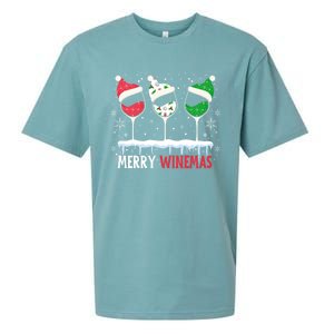 Merry Winemas Funny Christmas Spirits Glasses Of Wine Xmas Gift Sueded Cloud Jersey T-Shirt