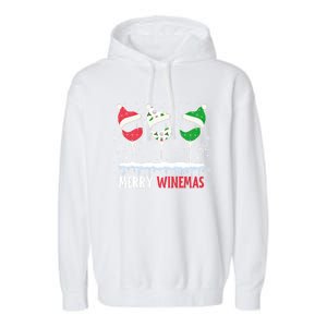 Merry Winemas Funny Christmas Spirits Glasses Of Wine Xmas Gift Garment-Dyed Fleece Hoodie