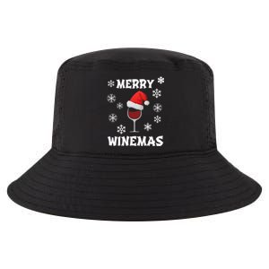 Merry Winemas Funny Christmas Wine Lover Santa Hat Xmas Snow Gift Cool Comfort Performance Bucket Hat