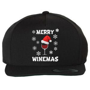 Merry Winemas Funny Christmas Wine Lover Santa Hat Xmas Snow Gift Wool Snapback Cap