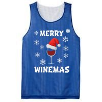 Merry Winemas Funny Christmas Wine Lover Santa Hat Xmas Snow Gift Mesh Reversible Basketball Jersey Tank