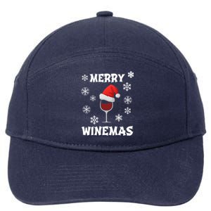 Merry Winemas Funny Christmas Wine Lover Santa Hat Xmas Snow Gift 7-Panel Snapback Hat