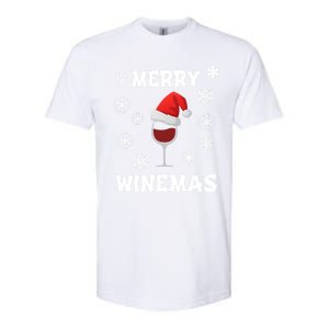 Merry Winemas Funny Christmas Wine Lover Santa Hat Xmas Snow Gift Softstyle CVC T-Shirt