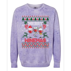 Merry Winemas Funny Wine Ing Ugly Christmas Gift Colorblast Crewneck Sweatshirt