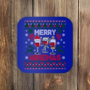 Merry Winemas Funny Wine Ing Ugly Christmas Gift Coaster