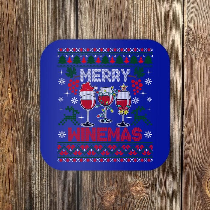 Merry Winemas Funny Wine Ing Ugly Christmas Gift Coaster