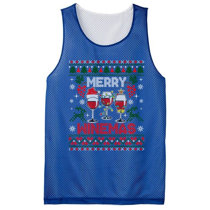 Merry Winemas Funny Wine Ing Ugly Christmas Gift Mesh Reversible Basketball Jersey Tank